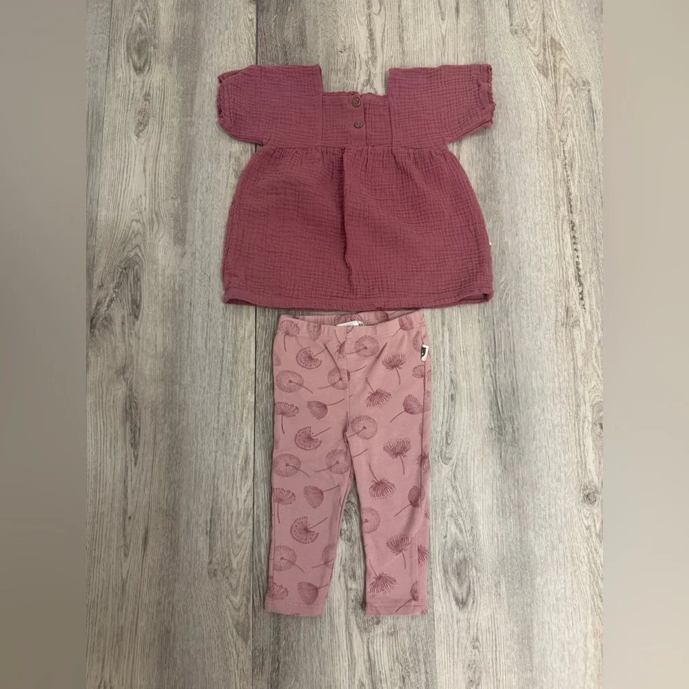 Rabbit + Bear Pink Baby Dress and Leggings Set